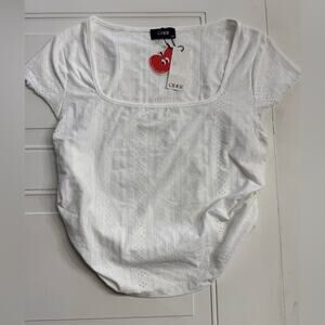 Cider NWT Women’s 3X White Side Ruched Flutter Sleeve Blouse Top